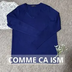 COMME CA ISM ネイビー Vネック 長袖ニット