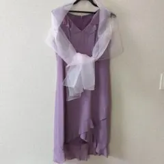 ♡パープル フリル付き シフォンカラードレス ストール付き♡