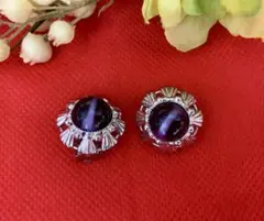 フランス製 1950年代 ヴィンテージ イヤリング アメジストカラー