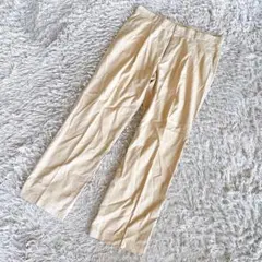 ヴィンテージ　タックワイドスラックス　センタープレス　ベージュ　80s 90s