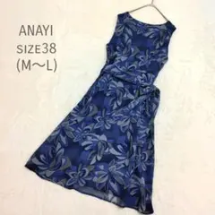 美品　アナイ　ノースリーブドレスワンピース　花柄　総柄　ブラック　38 美品 アナイ ノースリーブドレスワンピース 花柄 総柄 ブラック