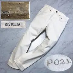 SVIGLIA デニム スリム ロゴ 刺繍 ホワイト P021 イタリア製 30のサムネイル
