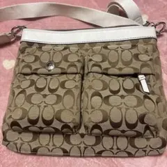 COACH ブラウン ショルダーバッグ ポケット付き