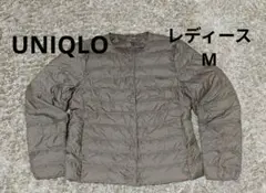 美品 ユニクロ 2WAYダウンジャケット レディースM ベージュ（収納袋付）