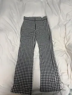 ZARA ギンガムチェック柄パンツ ブラック×ホワイトのサムネイル