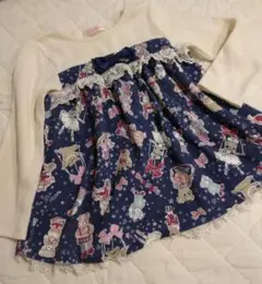 【中古】メゾピアノ おもちゃ柄カットソー りぼん フリル　長袖