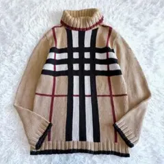 バーバリーブラックレーベル タートルネック ニット ノバチェック ベージュ 3