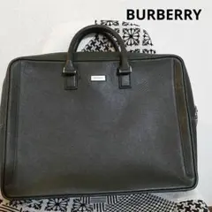 レアカラーBURBERRY ビジネスバッグ サフィアーノ グリーン ロゴプレート