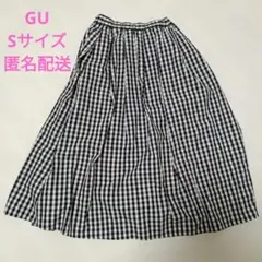 GU タックフレアギンガムチェック フレアスカート（総丈80cm、Sサイズ）