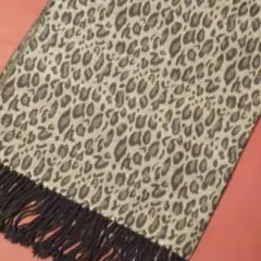 ✾ヒョウ柄大判ストール 　ブラウン系　フリンジ付き