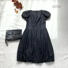 美品　COTOO SHUZO　パフスリーブ　バルーンワンピース　ブラック　Mのサムネイル