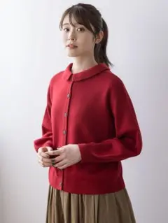 【美品】サマンサモスモス ゆべしさんコラボ レッドニットカーディガン