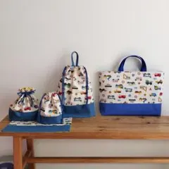 ♡ハンドメイド☆入園入学5点セットはたらく車たち　赤のサムネイル