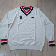 rough & swell XL ホワイト Vネックセーター