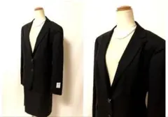 B616新品オンワード樫山♪大きいサイズウールジャケットSKスーツ黒21号
