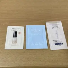 試供品　マキアージュリキッドファンデーション　洗い流す美容液　エリクシール　乳液