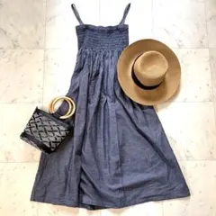アーバンリサーチドアーズ　キャミソールワンピース　リネン　綿　デニム色