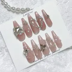 ネイルチップ 現品オーダー ちゅるん ワンホン 韓国 ガーリー 量産型 ピンク