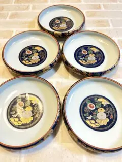 『未使用•金彩変色』　有田焼　幸祥　『春秋』　中皿　深皿　5枚 未使用•金彩変色』 有田焼 幸祥 『春秋』 中皿 深皿 5枚 未使用•金彩