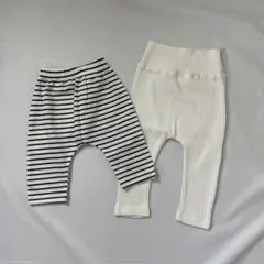 ボーダーモンキーパンツ＆ストレッチレギンスパンツ　73サイズ2枚セット