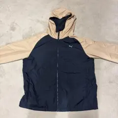 PUMA フード付きウィンドブレーカー ネイビー/ベージュ