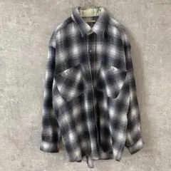 TOMY CORT オンブレチェックシャツ　Lサイズ グレー系　ゆったり