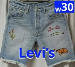 Levi's 501 CT 刺繍 デニムショートパンツ カットオフ30インチ