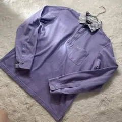 【M】McGREGOR ☆ マックレガー ストライプ襟 長袖ポロシャツ パープル