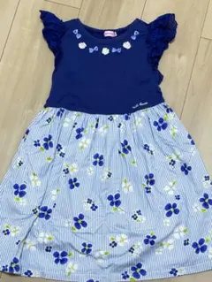 ミキハウス　ネイビー花柄半袖ワンピース 120cm