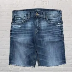『00's』Y2K ZAC カットオフリメイクデザインデニムハーフパンツ W34