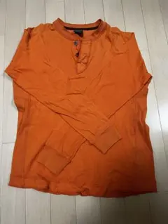 OLD UNIQLO 00s ヘンリーネック ロンT 長袖 オレンジ S