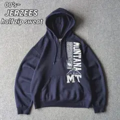 00s~ JERZEES ハーフジップ スウェット パーカー 短丈 M オールド