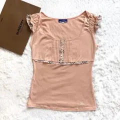 美品✨バーバリーブルーレーベル　ノースリーブカットソー　ノバチェック　フリル　M