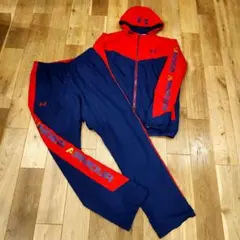美品✨UNDER ARMOUR アンダーアーマー 　上下セットアップ　赤紺　Lのサムネイル
