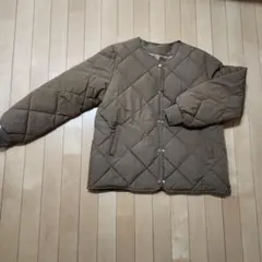 キルティングジャケット ブラウン ノーカラー ☆XL