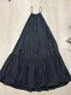 UNITED ARROWS タフタ ティアード ワンピース ノースリーブ ロング
