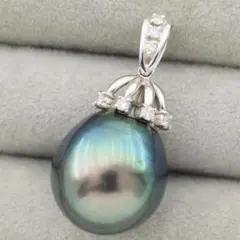K18WG 黒蝶真珠 天然ダイヤモンド0.25ct ペンダントトップ - メルカリ