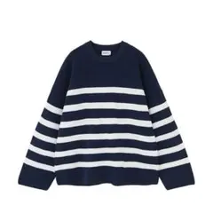 【極美品】ENCIRCLE エンサークル cindy ボーダーニット ネイビーのサムネイル