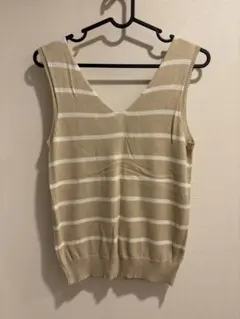 ZARA系　COCA系ノースリーブ　ニット ストライプ　細見え