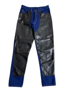 レザー デニム パンツ USA製 ライクラBLACK　BLUEのサムネイル