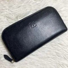 イルビゾンテ 長財布 フラップ ロゴ刻印レザー ブラック イタリア製 