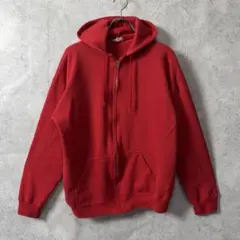 USA製 Tultex ジップパーカー L 無地 レッド 赤 古着 90s