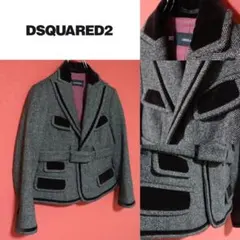 DSQUARED2 ヘリンボーン ツイード ベロア切替 テーラードジャケットのサムネイル