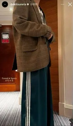 U261 Lサイズ　常田大輝着用　サテン　ワイドレッグ　トラックパンツ