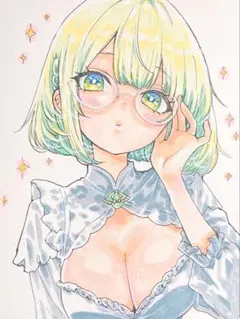 ア*ギ様 【一点物】オリジナル手描きイラスト　アナログイラスト　メガネ女の子　原