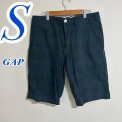 GAP ネイビー グリーン チェック ハーフパンツ S カジュアル 綿100%