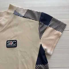 セントクリストファー テニスウェア Tシャツ ベージュ 紺 チェック柄 Lのサムネイル