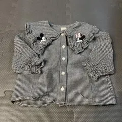 petit main プティマイン ミッキー ミニー チェックシャツ 100