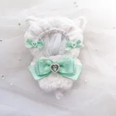 10〜12cm ぬい服 着ぐるみ 猫耳 緑 グリーン