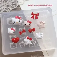 キティ ネイルパーツ シリコンモールド リボン ハート
